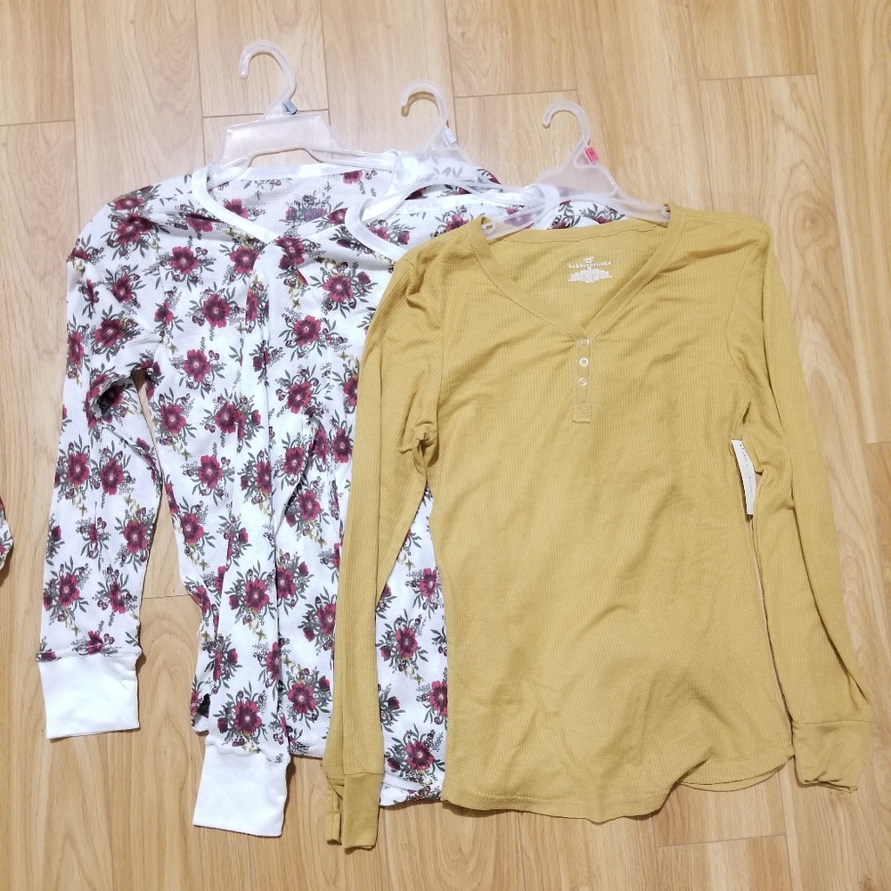 3 Long Sleeve Shirt Womens Floral Yellow Medium